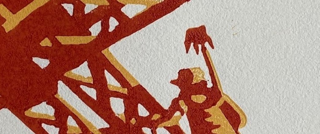 Linogravure, "Le peintre de la tour Eiffel"